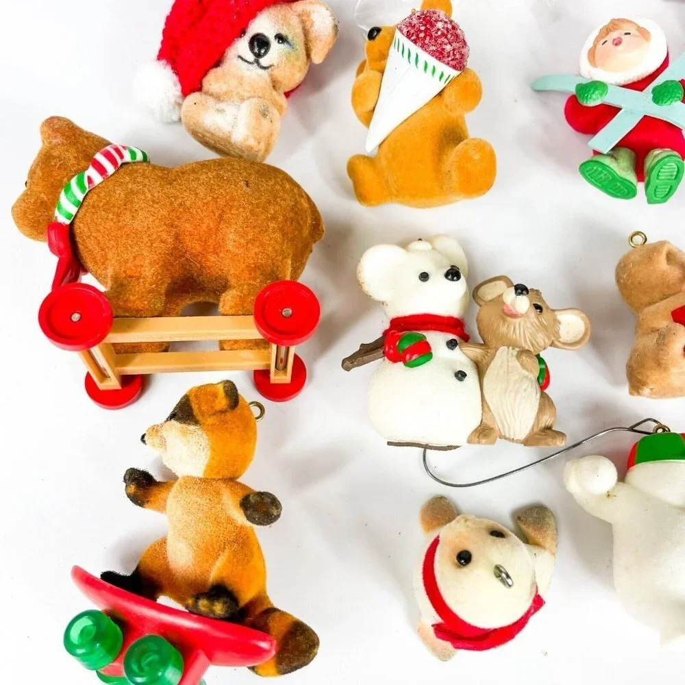 Hallmark Keepsake Lot of 16 Flocked Ornaments